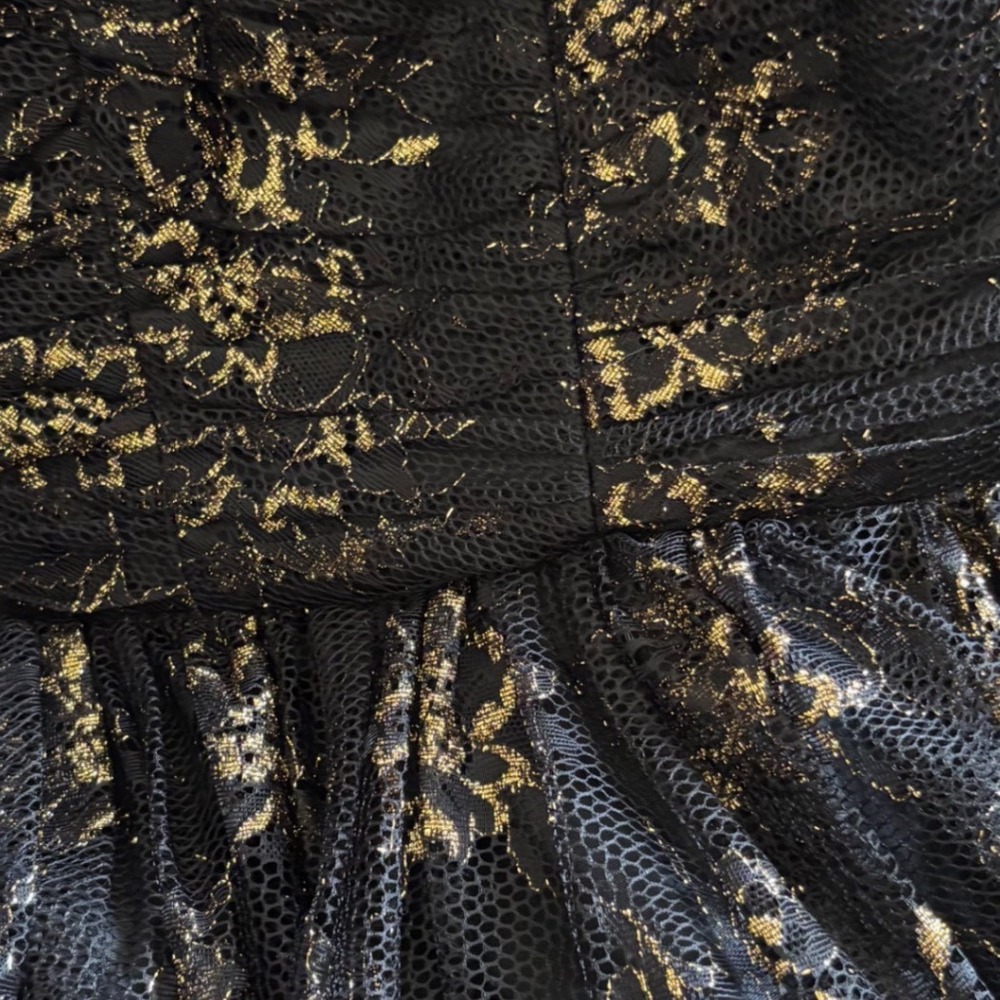 Jill Stuart Sweetheart Strapless Black Gold Lace Cocktail Dress Women 6 - Picture 12 of 14